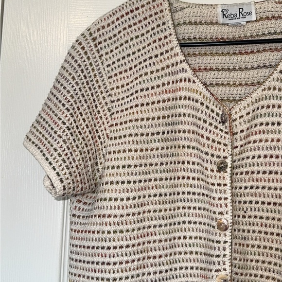 Roxy Women's Cream and Brown Striped Button-Up Sweater Size M - Picture 2 of 9